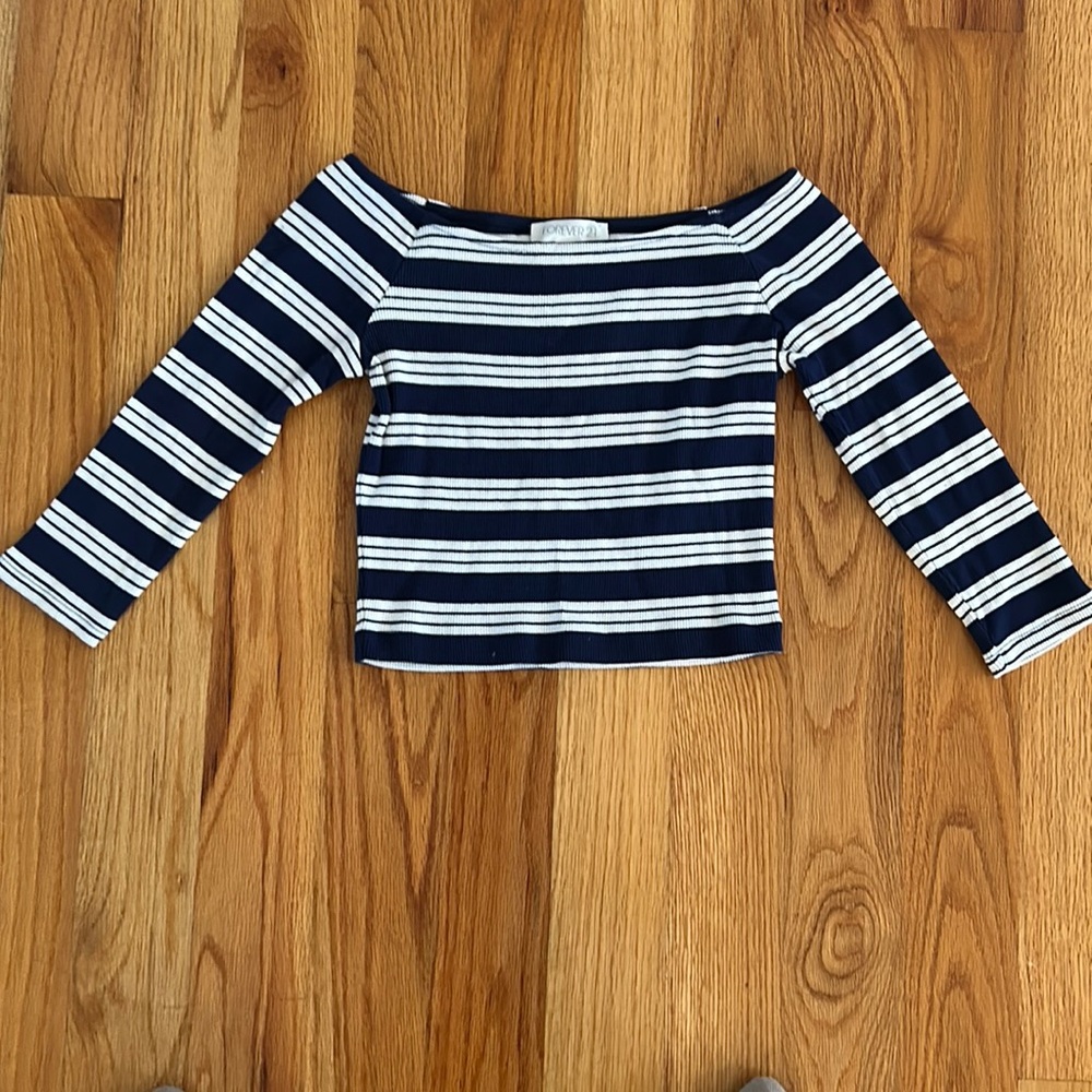 Three quarter sleeve top, off the shoulder